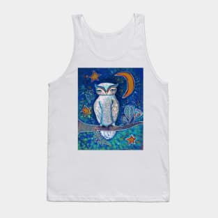 Owl and Golden Moon Tank Top